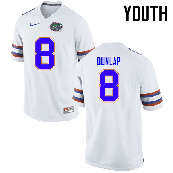 Florida Gators Youth #8 Carlos Dunlap College Football Jerseys White